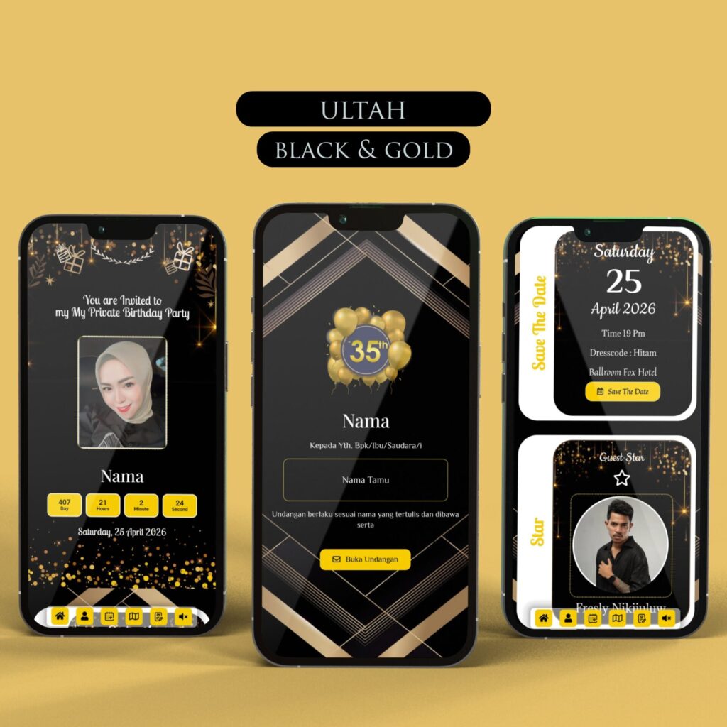 Mockup Ultah Black & Gold